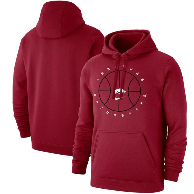 Men's Arkansas Razorbacks Red Basketball Icon Club Fleece Pullover Hoodie